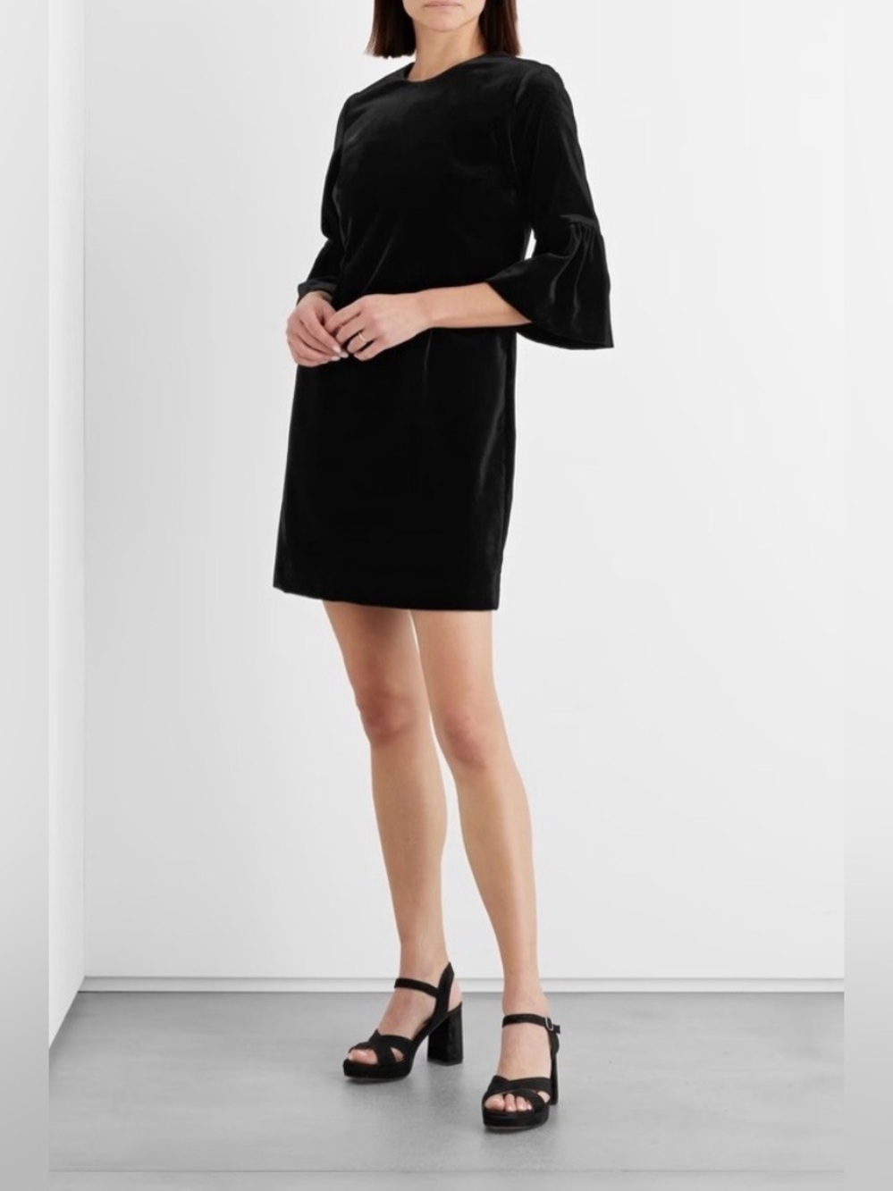 IRIS & INK Delilah cotton-blend velvet mini dress